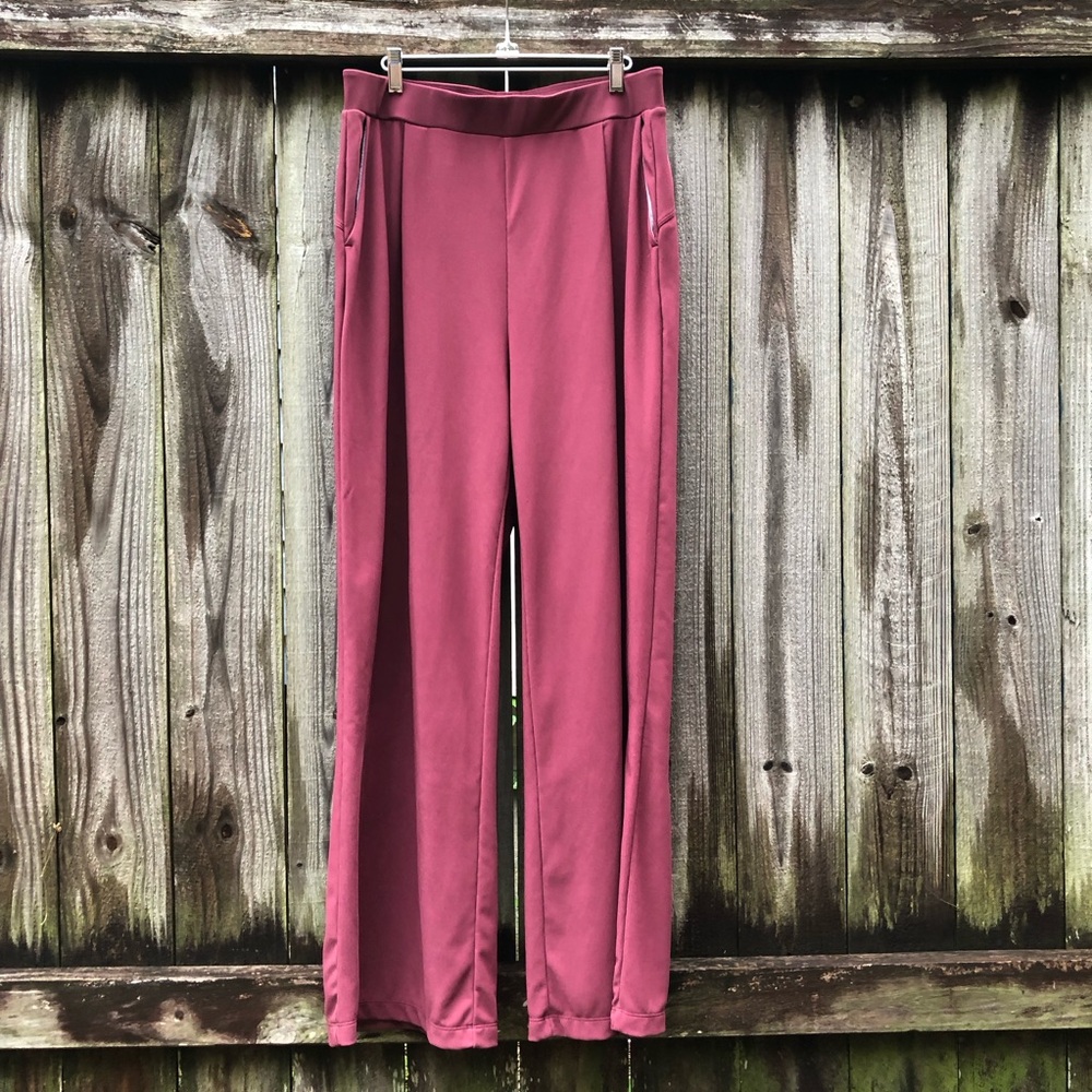Halara Flex High Waisted Wide Leg Pants Size XL Maroon Pleated Pockets